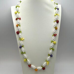 Vintage Fruit Necklace Retro Beaded 26 inch Mid Century